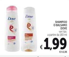 Spazio Conad Dove shampoo o balsamo offerta