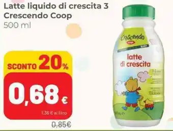 Latte liquido di crescita 3 Crescendo Coop 500 ml