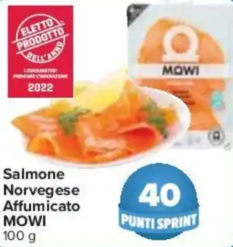 Carrefour MOWI Salmone Norvegese Affumicato 100 g offerta