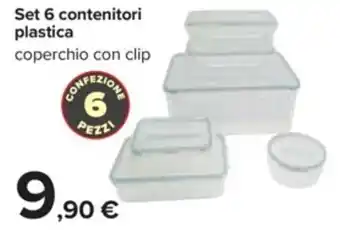 Carrefour Market Set 6 contenitori plastica coperchio con clip offerta