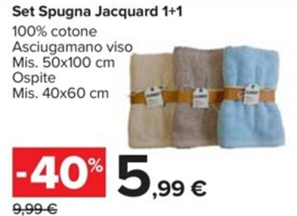 Carrefour Market Set Spugna Jacquard 1+1 offerta