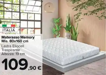 Materasso Memory Mis. 80x160 cm Lastra Eliocell Traspirante Altezza: 19 cm
