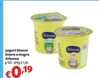 Arborea Yogurt Bianco Intero O Magro