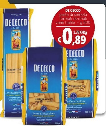 Deco Supermercati De Cecco Tortiglioni 500 G(ml) offerta
