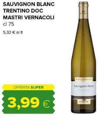 Tigre SAUVIGNON BLANC TRENTINO DOC MASTRI VERNACOLI cl 75 offerta