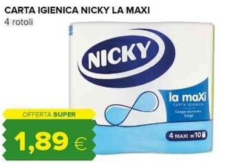 Tigre CARTA IGIENICA NICKY LA MAXI 4 rotoli offerta