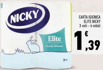 Conad CARTA IGIENICA ELITE NICKY 3 veli - 4 rotoli offerta