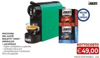 Mercatò Bialetti macchina del caffe gioia smeraldo offerta