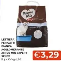 Mercatò Selex amico mio expert lettiera per gatti bianca agglomerante offerta