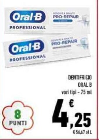 Conad DENTIFRICIO ORAL B vari tipi-75 ml offerta