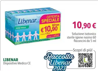 LIBENAR Dispositivo Medico CE Soluzione isotonica sterile igiene nasino 60 flaconcini da 5 ml