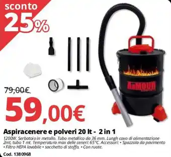 Aspiracenere e polveri 20 It - 2 in 1
