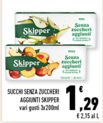 Conad Margherita SUCCHI SENZA ZUCCHERI AGGIUNTI SKIPPER vari gusti 3x200ml offerta