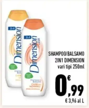 Conad Margherita SHAMPOO/BALSAMO 2IN1 DIMENSION vari tipi 250ml offerta
