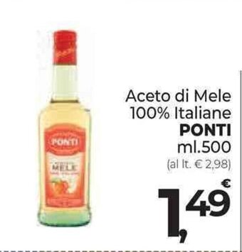 Supermercati Dok Aceto di Mele 100% Italiane PONTI ml.500 offerta