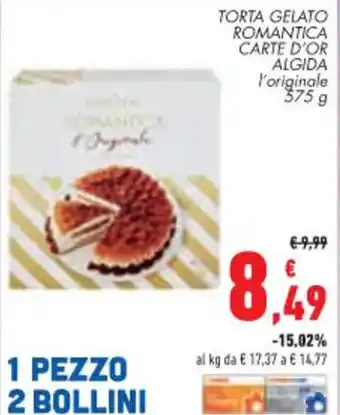 Conad Margherita TORTA GELATO ROMANTICA CARTE D'OR ALGIDA l'originale 375 g offerta