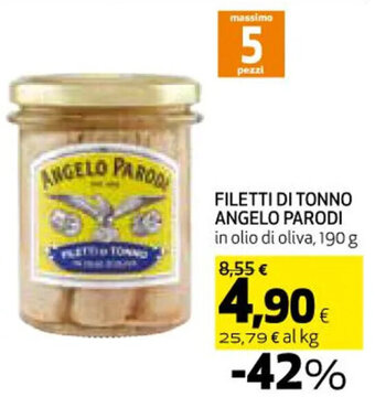 Coop FILETTI DI TONNO ANGELO PARODI 190g offerta