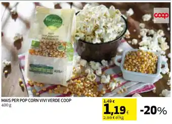 Coop MAIS PER POP CORN VIVI VERDE COOP 400 g offerta