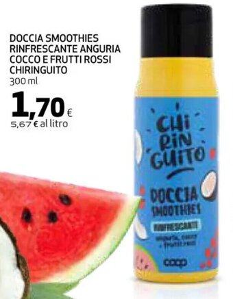 Coop DOCCIA SMOOTHIES RINFRESCANTE ANGURIA COCCO E FRUTTI ROSSI CHIRINGUITO 300 ml offerta