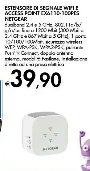 Netgear Estensore Si Segnale Wifi E Access Point EX6110-100PES