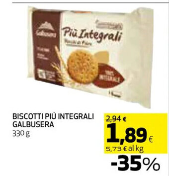 Coop BISCOTTI PIÚ INTEGRALI GALBUSERA 330 g offerta