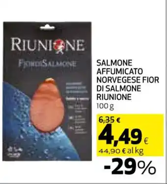 Coop SALMONE AFFUMICATO NORVEGESE FIOR DI SALMONE RIUNIONE 100 g offerta