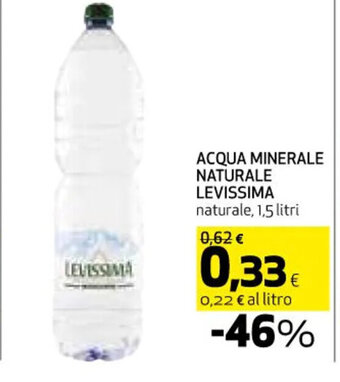 Coop ACQUA MINERALE NATURALE LEVISSIMA naturale, 1,5 litri offerta