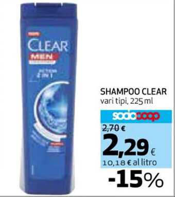 Coop SHAMPOO CLEAR vari tipi, 225 ml offerta