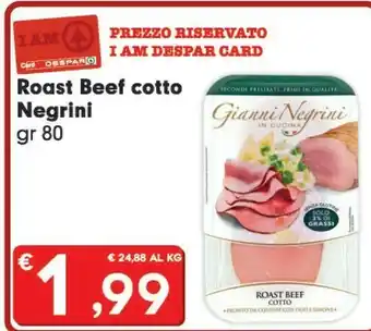 Despar Negrini Roast Beef Cotto offerta