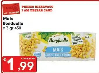 Despar Bonduelle Mais Cotto Al Vapore offerta