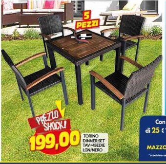 Risparmio Casa TORINO DINNER SET TAV+4SEDIE LGN/NERO offerta