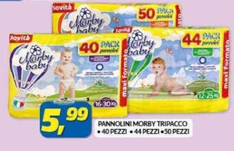 Risparmio Casa PANNOLINI MORBY TRIPACCO 40 PEZZI 44 PEZZI 50 PEZZI offerta