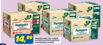 Risparmio Casa PAMPERS BABY DRY JUNIOR 52 PEZZI +64 PEZZI 68 PEZZI • MUTANDINO 56 PEZZI offerta