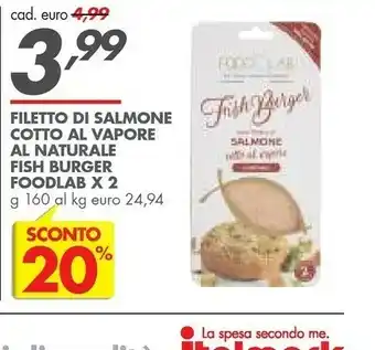 Italmark Filetto Di Salmone Cotto Al Vapore Al Naturale Fish Burger Foodlab offerta