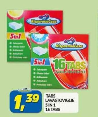 Risparmio Casa TABS LAVASTOVIGLIE 5IN1 16 TABS offerta