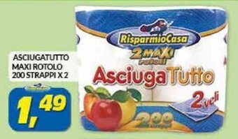 Risparmio Casa ASCIUGATUTTO MAXI ROTOLO 200 STRAPPIX2 offerta