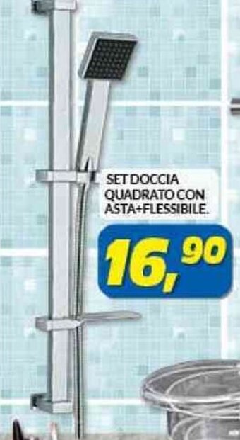 Risparmio Casa SET DOCCIA QUADRATO CON ASTA+FLESSIBILE. offerta
