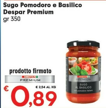 Despar Despar - Sugo Al Basilico Biologico 350 G(ml) offerta