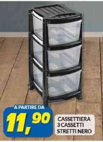 Risparmio Casa CASSETTIERA 3 CASSETTI STRETTI NERO offerta