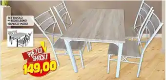 Risparmio Casa SET TAVOLO +4 SEDIE LEGNO BIANCO NERO offerta