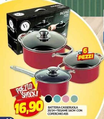 Risparmio Casa BATTERIA CASSERUOLA 20/24+TEGAME 16CM CON COPERCHIO ASS offerta