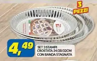 Risparmio Casa SET 3 STAMPI CROSTATA 24/28/32CM CON BANDA STAGNATA offerta
