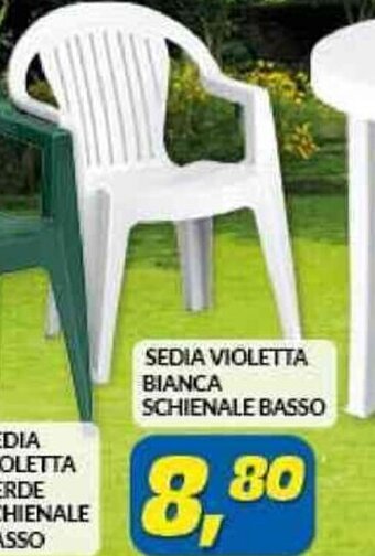 Risparmio Casa SEDIA VIOLETTA BIANCA SCHIENALE BASSO offerta