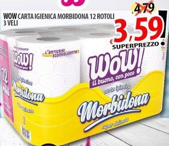 Il Genio Supermercato WOW CARTA IGIENICA MORBIDONA 12 ROTOLI 3 VELI offerta
