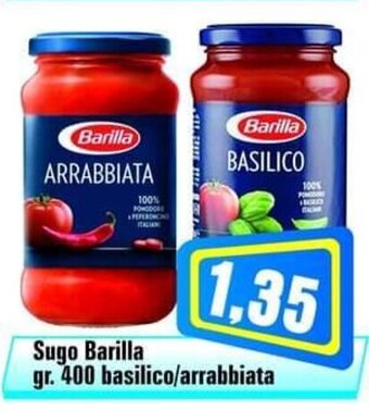 Punto Vigas Sugo Barilla gr. 400 basilico/arrabbiata offerta