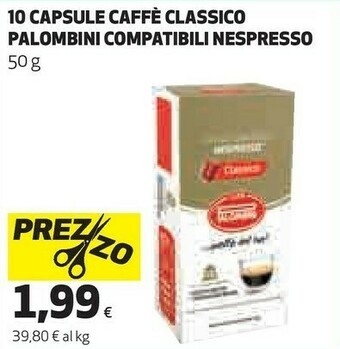 Coop Palombini 10 Capsule Caffe Classico Compatibili Nespresso 50 G offerta
