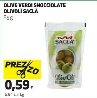 Coop Saclà Sacla Olive Verdi Snocciolate Olivoli offerta