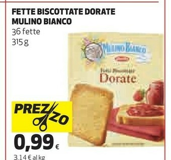 Coop Mulino Bianco Le Dorate Fette Biscottate 315 G(ml) offerta