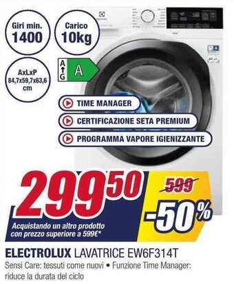 Trony ELECTROLUX LAVATRICE EW6F314T offerta