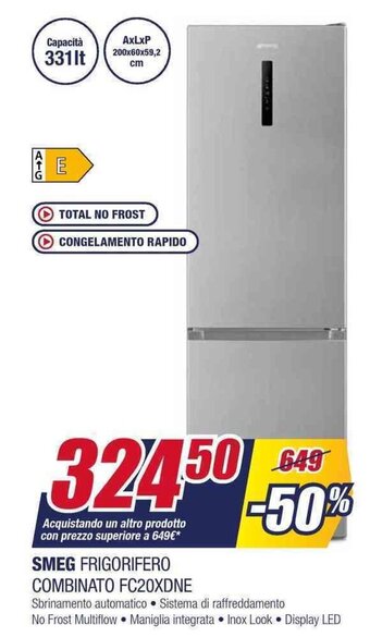 Trony SMEG FRIGORIFERO COMBINATO FC20XDNE offerta